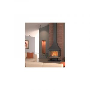 Cheminée de face avec porte en verre et cadre anthracite 16 Kw 2700x870x670mm