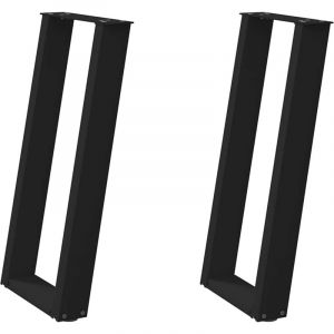 Pied de meuble，Pieds de table console en U, 2 pi&egrave;ces, noir, 38 x (72-73) cm, acier CFW74030