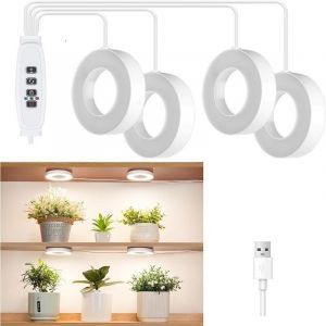 4 PCS Lampe Horticole Led, Lampes De Croissance Horticoles, Lampe De Croissance Pour Plantes Avec Minuterie, 48 Led, 3 Modes Lumi&egrave;re, Prise Usb, 10