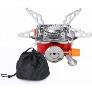 R&eacute;chaud &agrave; gaz portable pour camping - Petit - Pliable - Coupe-vent - R&eacute;chaud &agrave; gaz - Mini pour camping/voyage (avec sac de rangement)