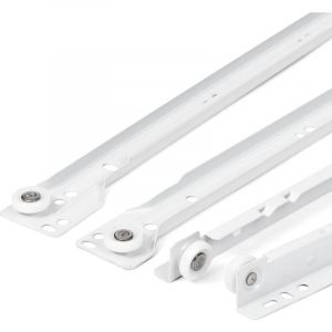 Coulisse Tiroir 400 mm - Lot de 2 (1 paire) Rails pour Tiroir Coulissants, en blanc, Syst&egrave;me de Glissi&egrave;re &agrave; Sortie Partielle - Kit de Tiroir