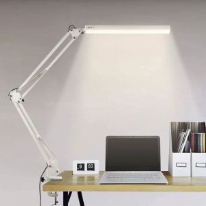 Lampe de bureau LED, lampe de bureau d'architecte pliable 14 W avec pince, 10 niveaux de luminosit&eacute; X 3 modes de couleur-HLD-tmt