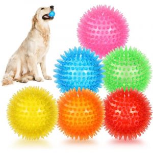 Lot de 6 balles couinantes de 6,5 cm pour chien, balle à picots pour chien, jouet flottant pour piscine, jouets à lancer pour chiot en caoutchouc TPR