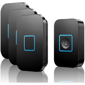 Sonnette sans fil, ensemble de sonnette sans fil, port&eacute;e de 400 m IP55 sonnette de porte d'entr&eacute;e ext&eacute;rieure &eacute;tanche avec 3 r&eacute;cepteurs enfichables,