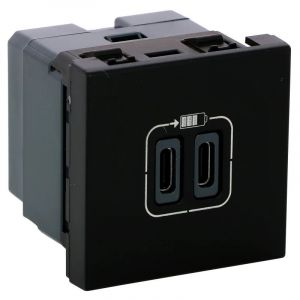 Legrand - mosaic chargeur 2 mod 2 usb c+c 3A 15W noir mat 079190L