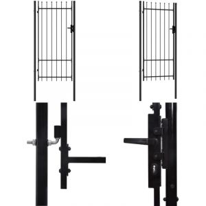Vidaxl - Portillon simple porte avec dessus à pointe Acier 1x2 m Noir - Portail De Jardin - Portillon - Clôture - Barriere De Jardin - Portail En