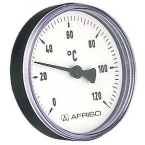Bilame Thermometer 1930 -120 degr&eacute;s 63.997 100mm de bo&icirc;tier, l&39 arbre de 40 mm, raccordement 1/2 &raquo; - Afriso