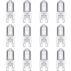 Aiperq - ymyny Lot de 12 Ampoule Halog&egrave;ne G9 40W 230V Dimmable 0-100%, 480LM, Blanc Chaud 2700K, G9 Bi-Pin Base Halog&egrave;ne Lampe, Sans Scintillement,