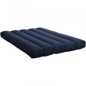 Futon d&eacute;houssable 2 places en velours c&ocirc;tel&eacute; BANANAIR 140x190 cm bleu fonc&eacute;