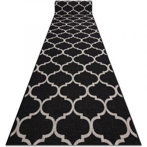 Tapis de couloir sizal floorlux modèle 20608 Treillis marocain noir / argentin 100 cm black 100x300 cm