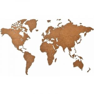 Carte du Monde Décoration Murale, Bois Marron, Liège Carte du Monde Puzzle Fond Mur