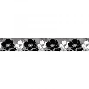 Frise auto-collante fleurs noires - 1 rouleau de 14 cm x 500 cm