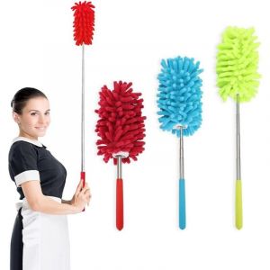 SNQ - Lot de 3 plumeaux à main 74cm en microfibre extensible à épousseter lavable avec perche télescopique pour éliminer nettoyage de voiture,