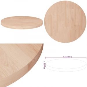 Dessus de table rond Ø50x2,5 cm Bois de chêne massif non traité - Dessus De Table - Table Ronde - Bois Chêne - Meuble Rustique - Plateau De Table