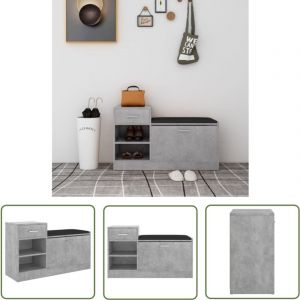 Banc à chaussures Gris béton 94,5x31x57 cm Aggloméré - Armoire à Chaussures - Banc Chaussure - Range Chaussures - Meuble Entrée - Rangement Intérieur