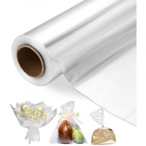 Papier Cadeau Rouleau Transparent 86CM x 30M - Cellophane Emballage 3 Mils pour Bonbons, Cadeaux, Fleurs (Plier en 43CM)