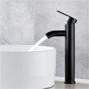 Robinet Noir Mat Cuivre Mitigeur Lavabo Salle de Bain Robinet Eau Chaud Froid Mate Bassin Robinetterie &eacute;l&eacute;gante et design r&eacute;tro robinet de Levier