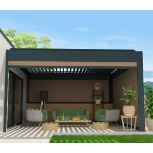Intersun - Coffre à coulisses pour pergola spinelle et hylia 4,00x2,50 m (Motorisé à Télécommande - Gris anthracite structuré RAL7016ST - Taupe)