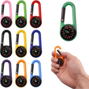 10 Pi&egrave;ces Boussole de Camping Color&eacute;e,Boussole Randonn&eacute;e,Boussole Enfant,Multicolore Boussoles Randonn&eacute;e,Mousqueton Multifonction avec boussole,Mini