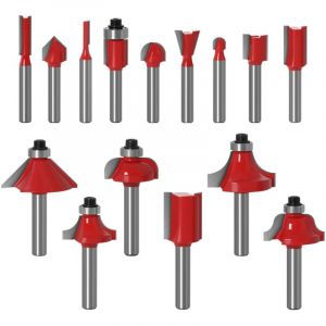 Ahlsen - 15pcs 6.35mm Tige Fraises à Défoncer Kit Coffret Fraise pour Defonceuse en Acier au carbone Outil de Travail du Bois de Carbure de Profil