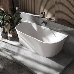 Baignoire semi-&icirc;lot droite acrylique 170x80x58cm Blanc mat + Bonde et trop plein - nova Blanc mat - Bernstein