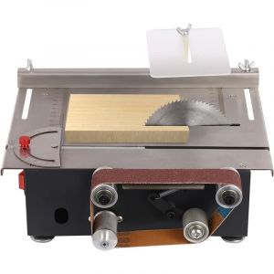 Mini scie de table 30 x 420 mm avec 10 bandes abrasives, 200 w Dual Motor Control Ponceuse à bande multifonction, Scie circulaire sur table pour