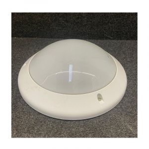 Hublot extérieur fluo 18W ø 309mm blanc antivandale detection hf avec lampe 4000K 1200lm G24q-2 IP55 IK10 chartres Sarlam 714621