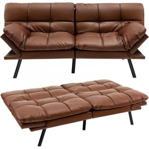 Costway - Canapé-Lit Convertible 5 en 1 avec Dossier et Accoudoirs Réglables, Canapé Futon 3 Places en Mousse à Mémoire, Pieds Métalliques, pour