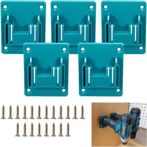 SNQ - Lot de 5 porte-outils, support de perceuse, support mural adapté aux outils de perçage et outils électriques Makita 18 v avec 20 vis (bleu cyan)