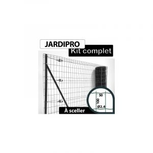 Cloture&jardin - Kit Grillage Soud&eacute; Gris 100M - jardipro - Maille 100x50mm - Triple lisi&egrave;re - 1,50 m&egrave;tre