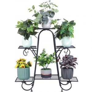 Unho - tag&egrave;re &agrave; Fleurs Fer Forg&eacute; - Porte Plante Int&eacute;rieur 77&times;26&times;72cm Echelle Escalier Pour Jardin Balcon Terrasse