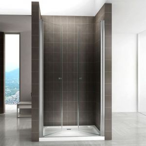 Gina Porte de douche h 185 cm largeur réglable 100 à 104 cm verre transparent
