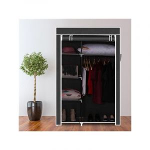 Hoerfuriy - Armoire de rangement 104.5x45.5x158cm-Noir Penderie dressing en tissu intissé portemanteaux diy