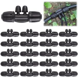 A 20 Pi&egrave;ces Connecteurs t Barbel&eacute; Verrouill&eacute;s, Kit Raccords d'Irrigation Goutte 1/2 Pouce &agrave; 1/4 Pouce 12/16mm 4/7mm Connecteur Verrouillage Tube