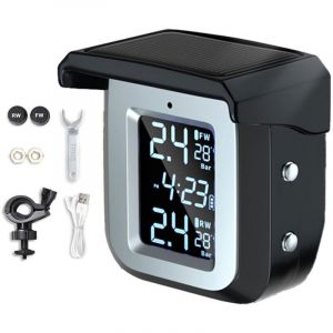 Détecteur de pression des pneus de moto solaire Système de surveillance de la pression des pneus sans fil Détecteur TPMS étanche avec 2 capteurs