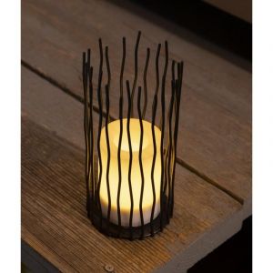 Lampe solaire métal Mikado 22 cm effet bougie