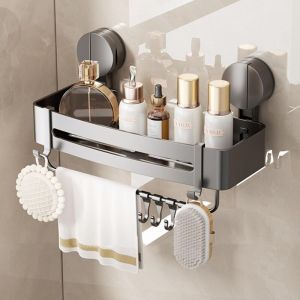 &Eacute;tag&egrave;re de Douche &agrave; Ventouse Puissante 32 cm Etagere Ventouse Salle de Bain, Porte-Shampoing Amovible Antirouille