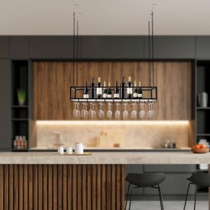 &Eacute;tag&egrave;re &agrave; vin suspendue pour verre &agrave; vin - &Eacute;tag&egrave;re de plafond suspendue - &Eacute;tag&egrave;re &agrave; vin flottante - Avec support en verre - &Eacute;tag&egrave;re &agrave; verre &agrave; vin