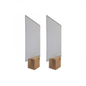 Interface Plv - Socle cube en bois brut de dimensions 8 x 8 x 6,5 cm avec plexi format A4 - Lot de 2