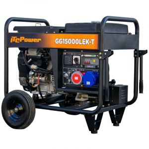 Itc Power - Groupe électrogène de chantier 15 kVA GG15000LEK-T 400 v qualité professionnelle monophasé et triphasé