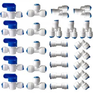 Raccord Osmoseur de filtre à eau, Raccord Droit 1/4" (6MM) Pushfit pour Tuyau de Filtre à Eau, Raccords pour Réfrigérateur Tubes de (Robinet Combiné