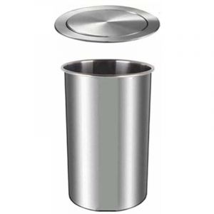 Poubelle ronde encastrable avec couvercle pour plan de travail - Poubelle en acier inoxydable avec clapet int&eacute;gr&eacute; - pour cuisine, toilettes, plan de