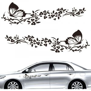 Ccykxa - 2 Pcs Autocollant Voiture, Stickers pour Voiture Avec Motif Papillons et Fleurs,Autocollant Voiture Tuning pour Capot de
