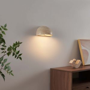 Applique demi-lune marbre travertin LED int&eacute;gr&eacute;e 3W - S&egrave;ve