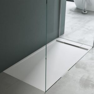 Mai & Mai Receveur de Douche Bac &agrave; Douche Blanc en R&eacute;sine Marbre Artificielle 80x160x4cm G&eacute;o4 + Bonde AL06