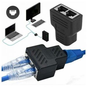 Adaptateur r&eacute;partiteur Rj45 1 &agrave; 2 ports femelle &agrave; femelle, connecteur r&eacute;seau d'extension Internet, prend en charge le c&acirc;ble Ethernet Cat5 Cat5e Cat6