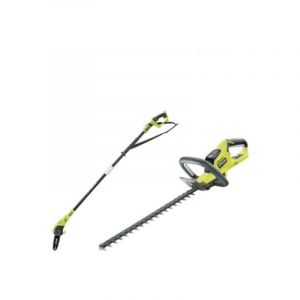 Pack Ryobi taille haie 18V One+ lithium OHT1845 - élagueur à chaîne sur perche 18V One+ OPP1820 - sans batterie ni chargeur