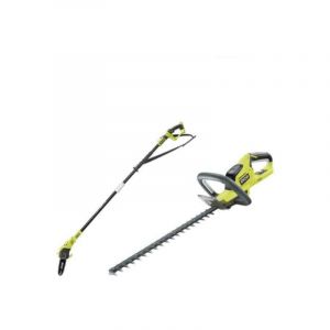 Ryobi - Pack taille haie 18V One+ lithium OHT1845 - élagueur à chaîne sur perche 18V One+ OPP1820 - sans batterie ni chargeur