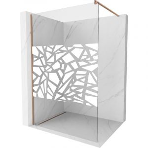 Mexen - Kioto paroi de douche Walk-in 140 x 200 cm, motif blanc 8 mm, laiton brossé - 800-140-101-65-85