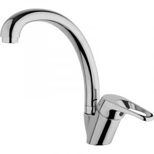 Mitigeur d'&eacute;vier de cuisine avec bec pivotant &agrave; 360&deg; en chrome poli avec poign&eacute;e ergonomique Mamoli M1 707400000001 Chrom&eacute;